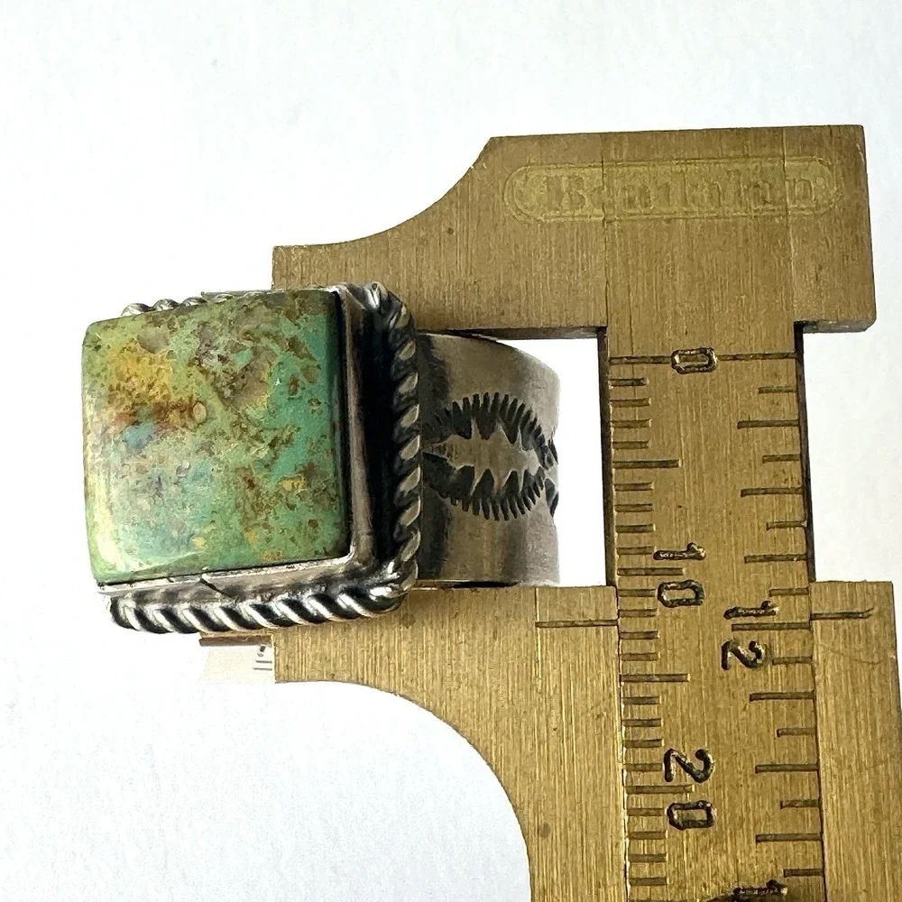 Navajo Mens Turquoise Ring Sz 11 Signed Tillie‎ Jon Sterling Wide Band Native